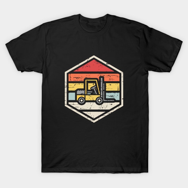 Retro Badge Forklift T-Shirt by rojakdesigns